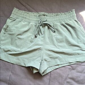90 Degree By Reflex Green Cargo Shorts Elastic Waistband Lightweight